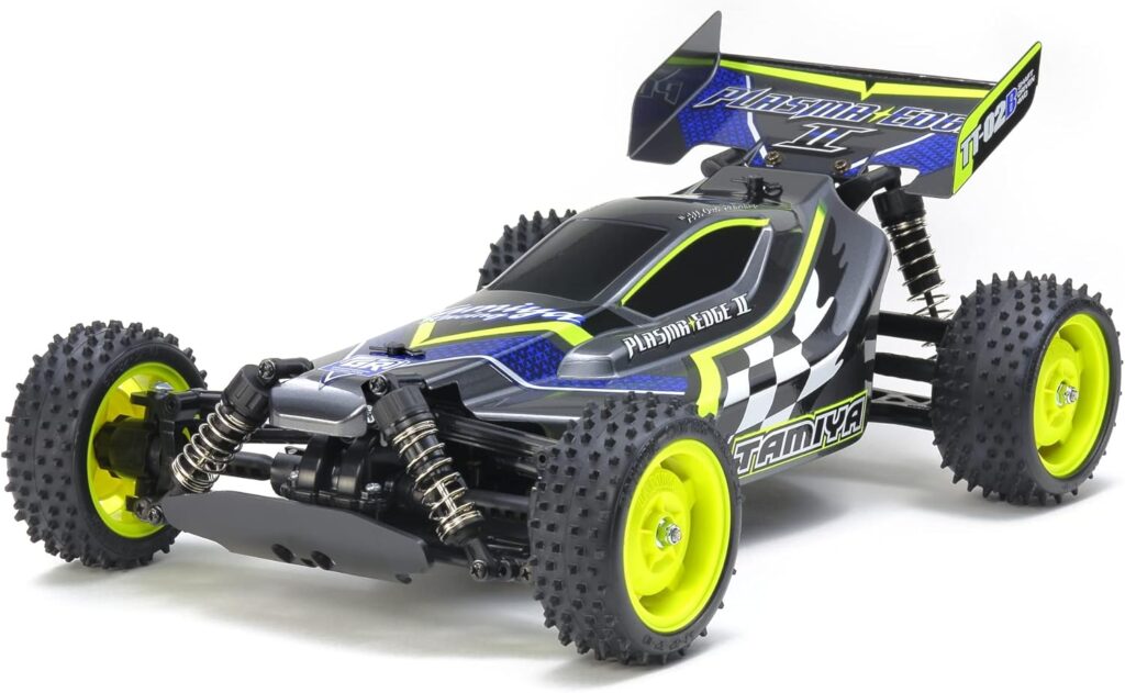 TAMIYA 47446, 1:10 Plasma Edge II GunMet. TT-02B, ferngesteuertes Auto, RC Fahrzeug, Truggy Modellbau, Bausatz zum Zusammenbauen, Hobby, Basteln, 300047446, Schwarz