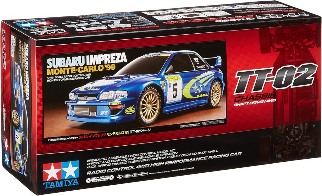 Tamiya 58631-1:10 RC Subaru Impreza MC 99 TT-02, ferngesteuertes Auto, RC Fahrzeug, Modellbau, Bausatz zum Zusammenbauen, Hobby, Basteln